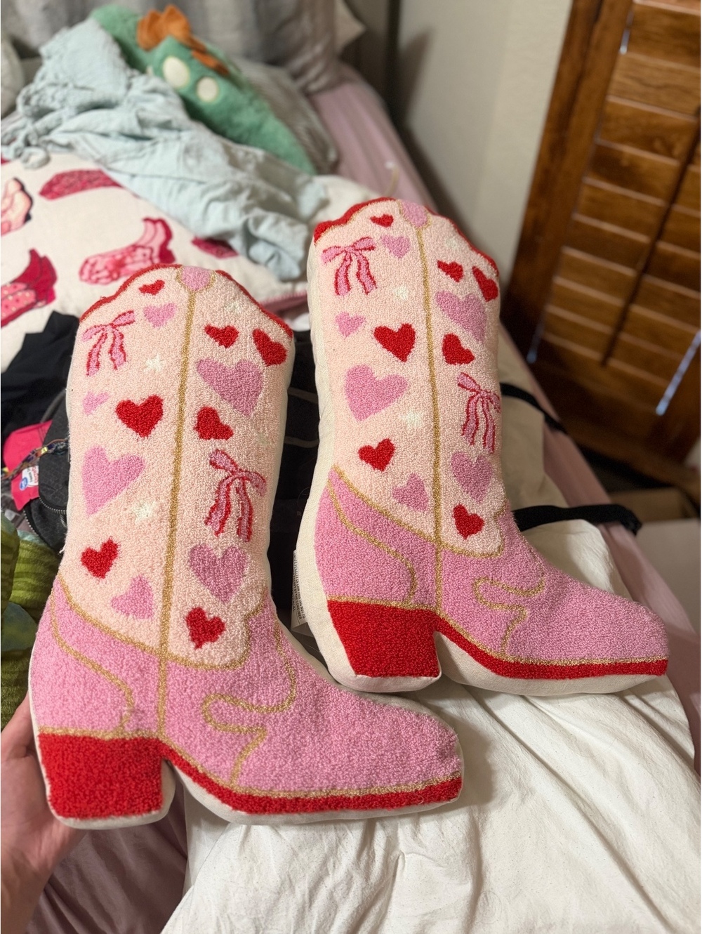2 Isaac Mizrahi cowgirl boot decorative pillows
